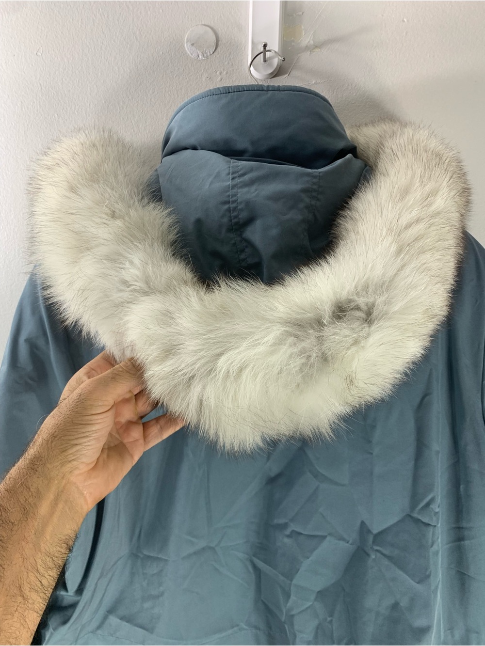 Vintage KANUK Women’s Parka Jacket Genuine White Fox Fur Hood Blue Gray - Picture 6 of 7